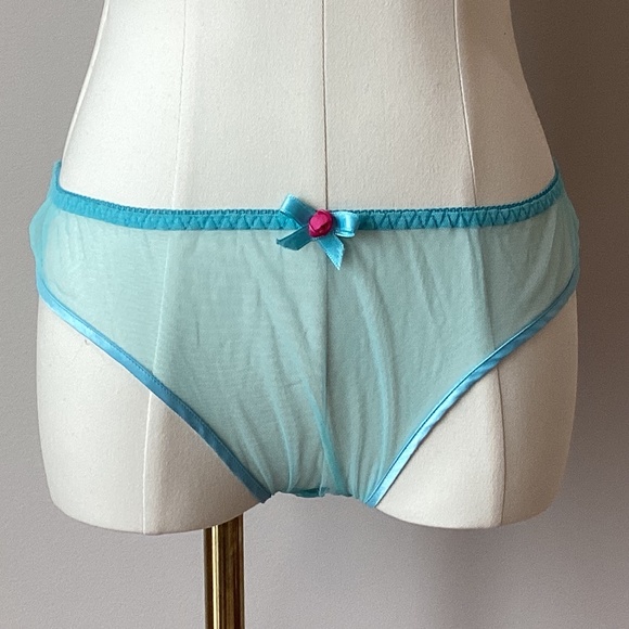 *NWOT* Vintage Agent Provocateur Mesh Lingerie Set - Ice Blue with Pink Rosettes - Picture 5 of 16